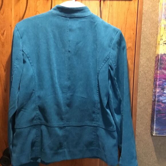 NWOT. JM Collection Peacock Blue Microfiber Jacket Size 4P - Picture 5 of 10